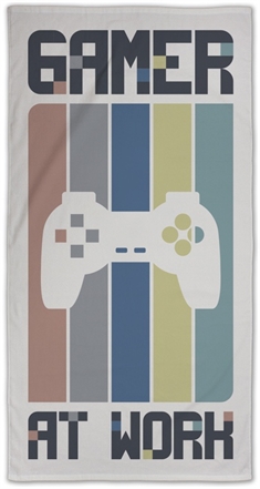 Badehåndklæde med gamer motiv - 70x140 cm - 100% Bomuld